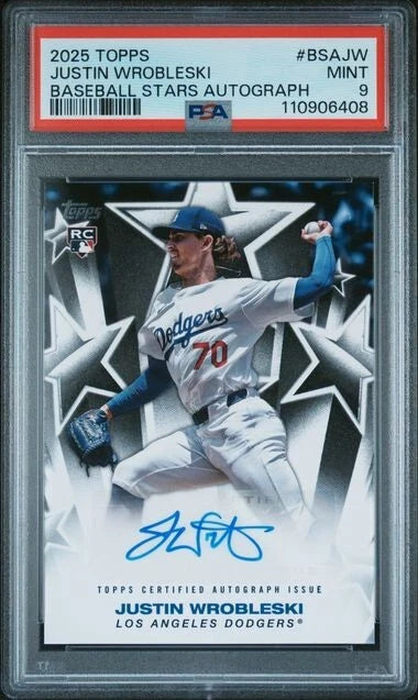 2025 Topps Justin Wrobleski Baseball Stars Autograph ROOKIE RC PSA 9 MINT -  BigGreenBear.com Baseball cards 79.99 USD Big Green Bear
