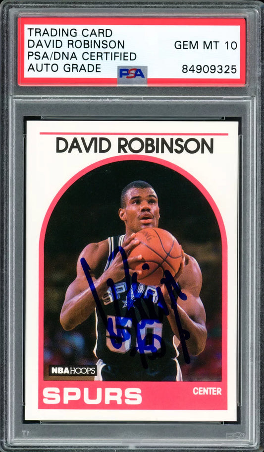 DAVID ROBINSON AUTOGRAPHED 1989-90 HOOPS BASKETBALL RC GEM 10 AUTO PSA/DNA