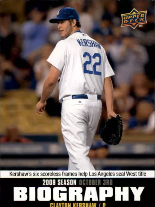 2010 Upper Deck Season Biography Dodgers Baseball Card #SB198 Clayton Kershaw