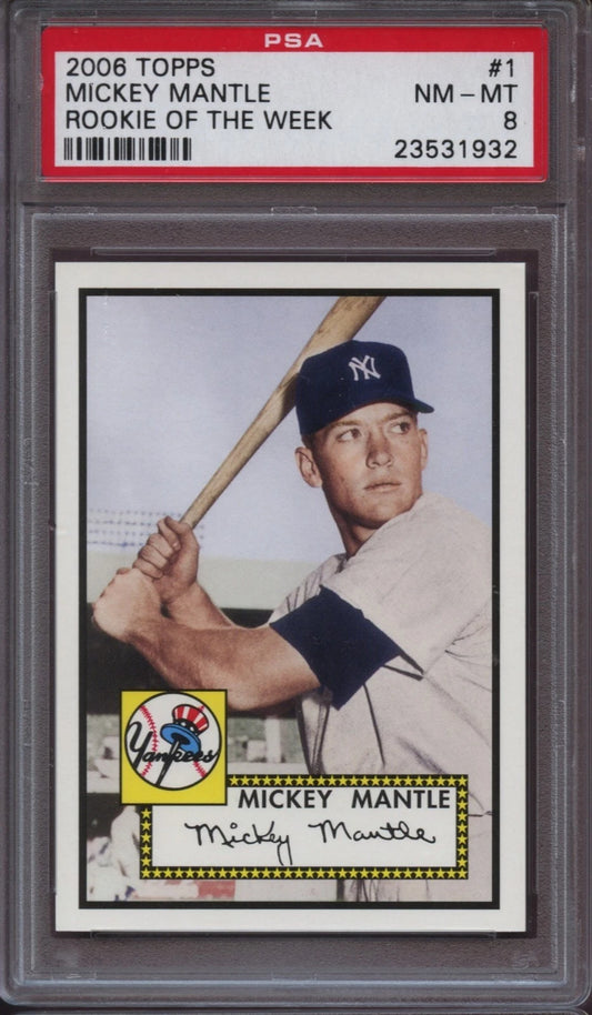 2006 Topps Rookie of the Week 1 Mickey Mantle PSA 8 NM - Mint