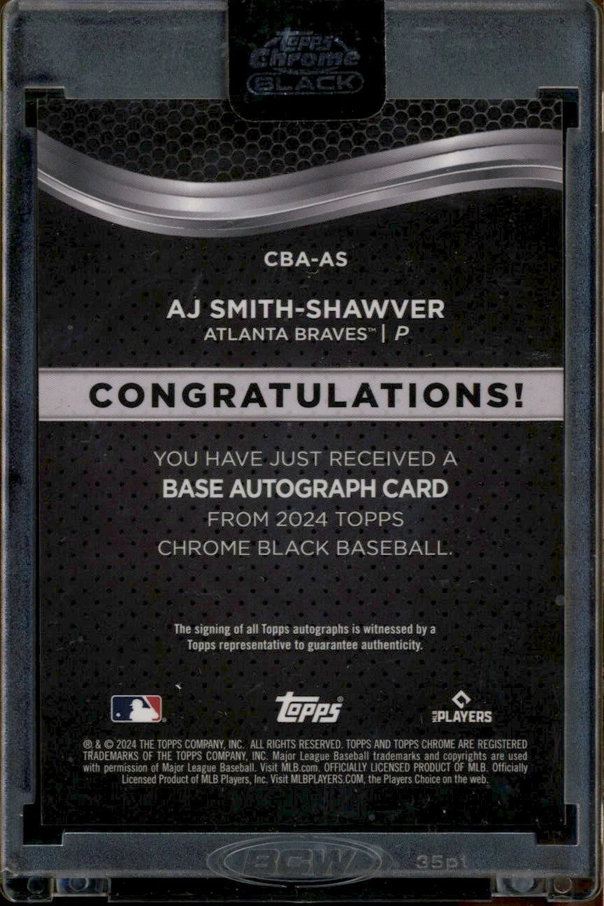 2024 Topps Chrome Black Autographs #CBAAS AJ Smith-Shawver Auto