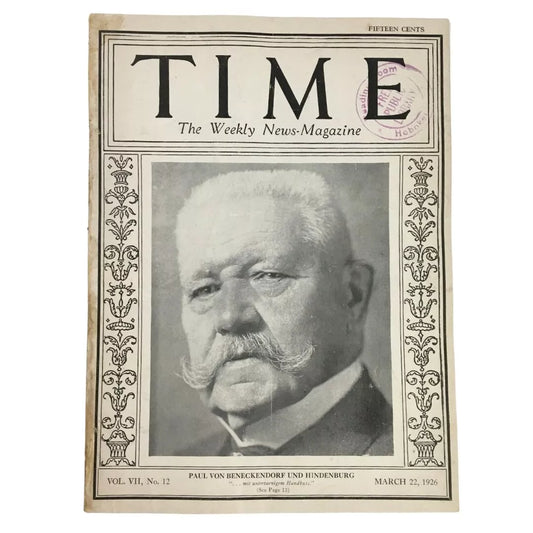 Time Magazine March 22 1926 Vol. VII No. 12