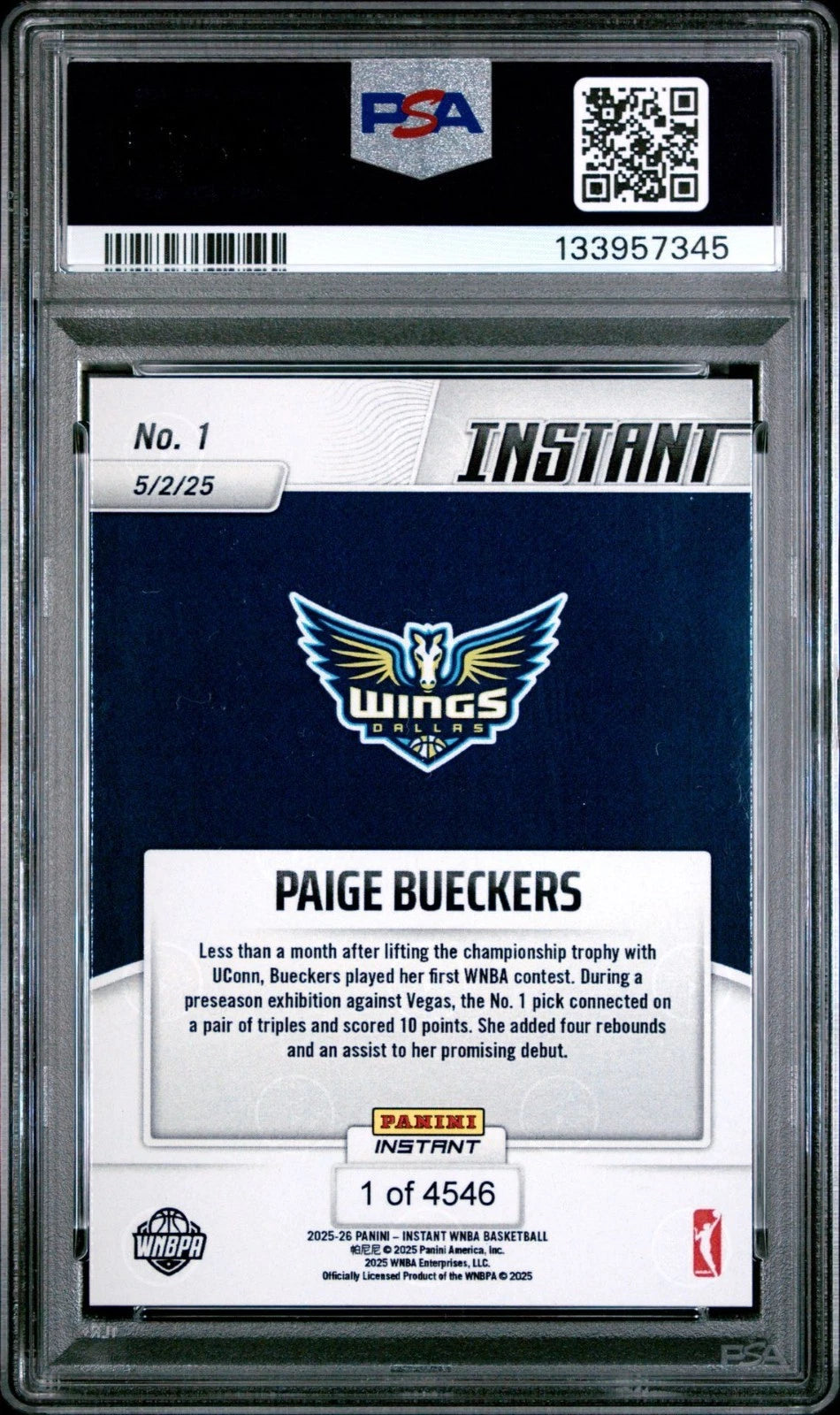 2025 Panini Instant WNBA Paige Bueckers Rookie #1 /4546 PSA 10 -  BigGreenBear.com trading cards 69.99 USD Big Green Bear