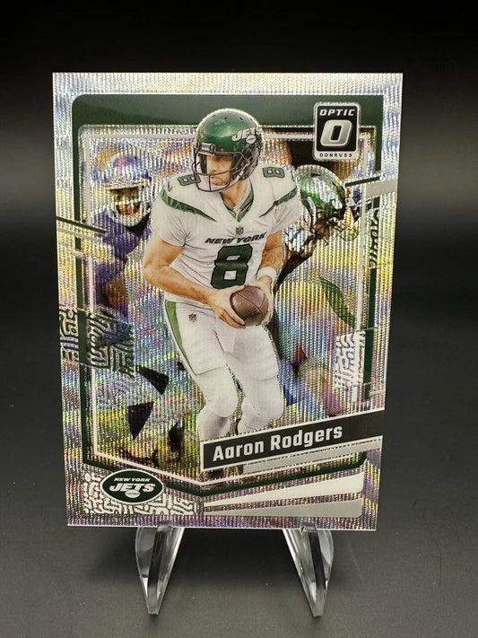 Aaron Rodgers 2023 Panini Donruss Optic Premium Wave Prizm /300 Jets #148