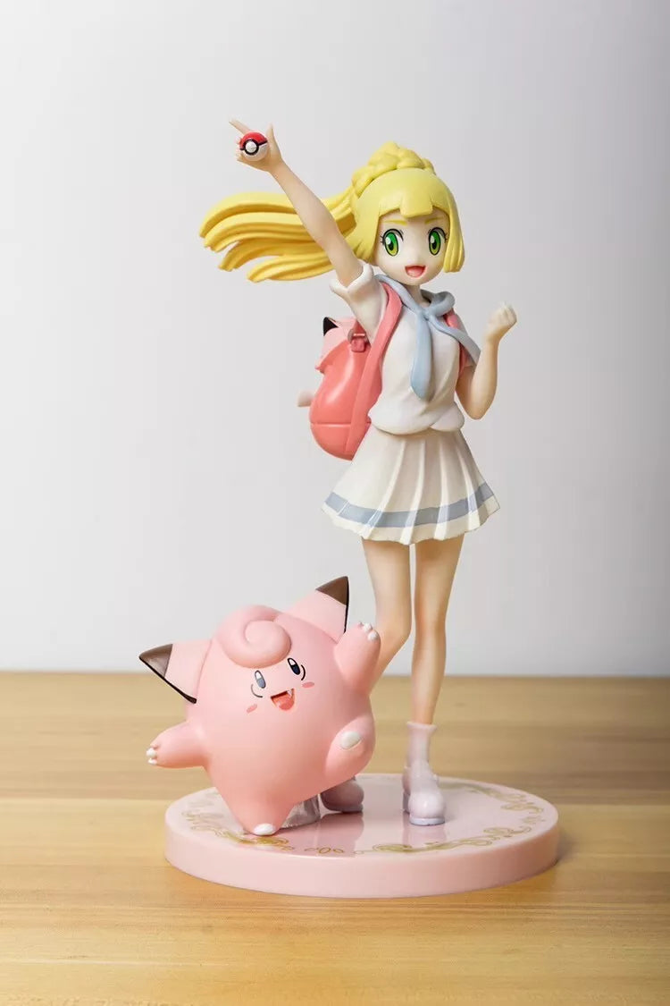 Lillie and Clefairy Pokemon Trainer Collectible Statue Figure Model