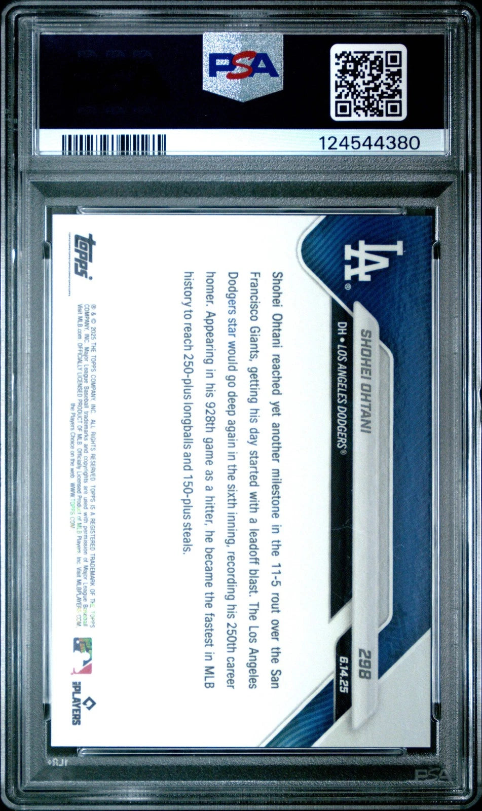 2025 Topps Now Shohei Ohtani #298 Baseball Card PSA 10 Gem Mint -  BigGreenBear.com Baseball cards 123.00 USD Big Green Bear