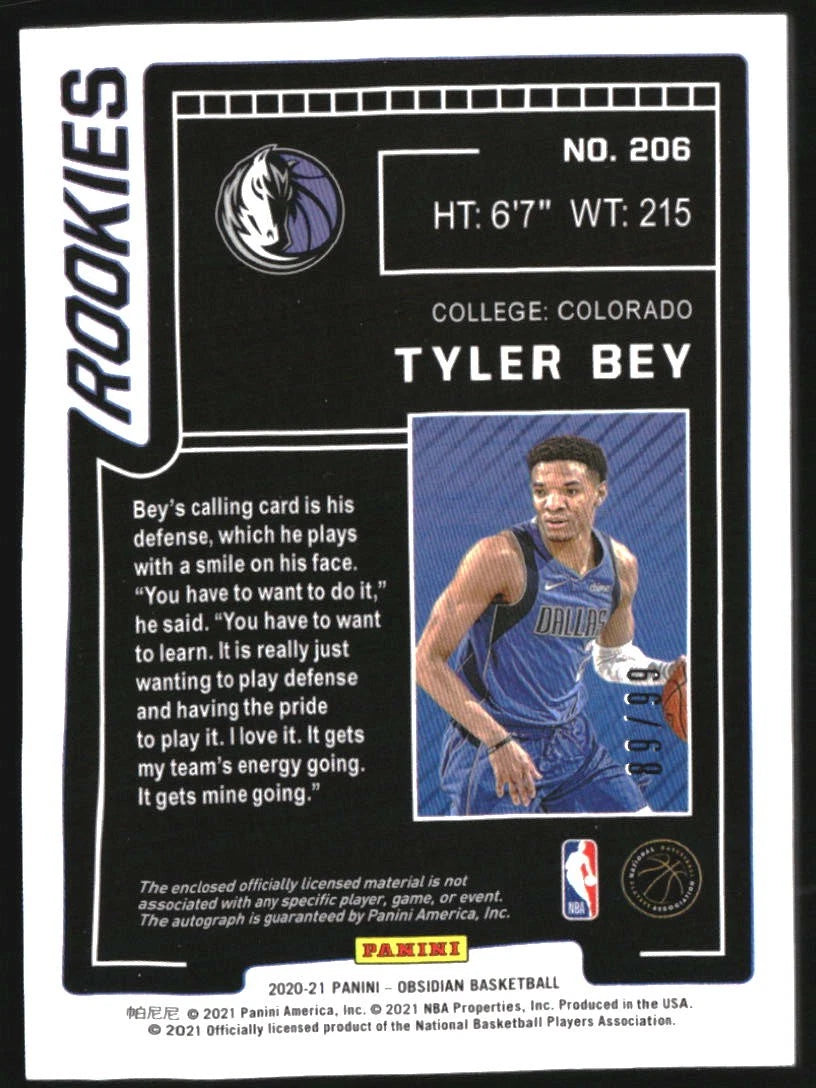 2020-21 Panini Obsidian Rookie Jersey Auto /99 Tyler Bey #206 Rookie -  BigGreenBear.com Basketball cards 14.99 USD Big Green Bear