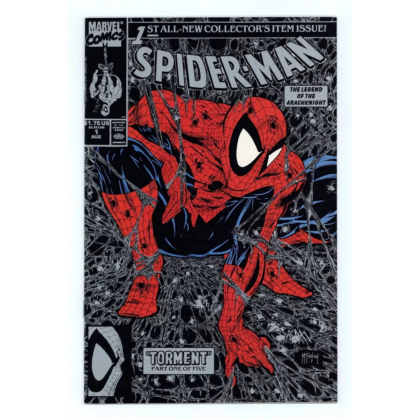 Spider-Man #1 McFarlane Silver Variant VF+ 8.5 1990