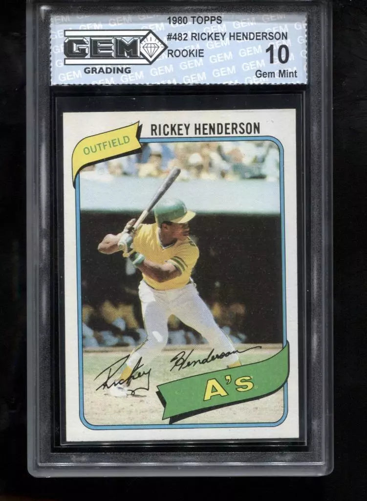 Rickey Henderson RC 1980 Topps #482 A's HOF Rookie GEM MINT 10