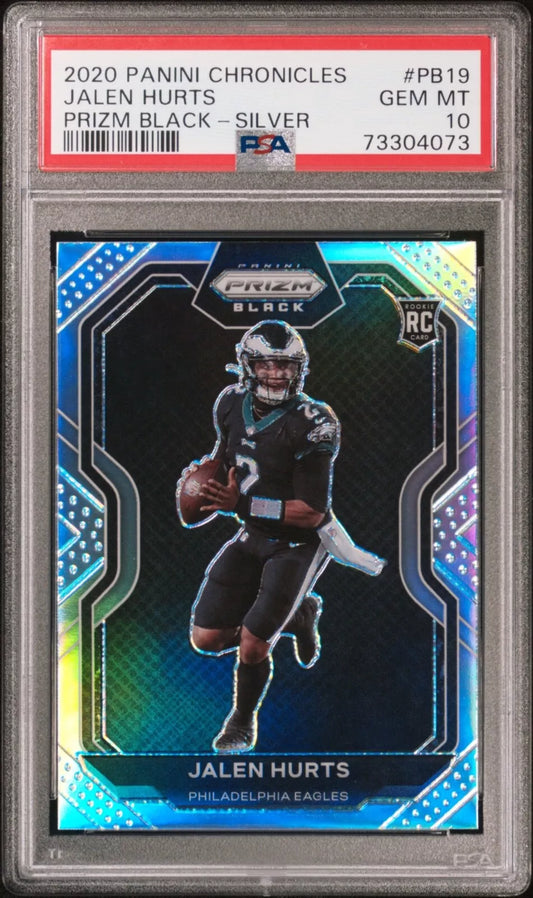 2020 Panini Chronicles - Jalen Hurts #PB-19 RC Prizm Black Silver - PSA 10