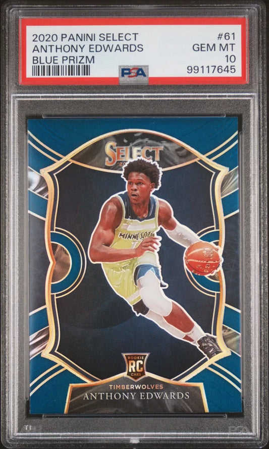 2020 Panini Select Anthony Edwards #61 Blue Prizm Rookie Card RC PSA 10 Gem Mint