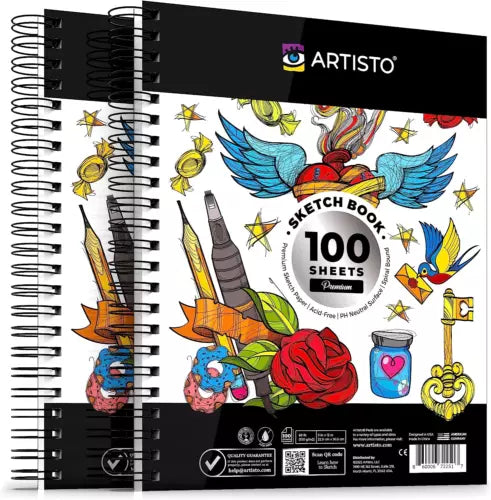 Artisto 9"x12" Premium Sketch Book Set- 200 Sheets