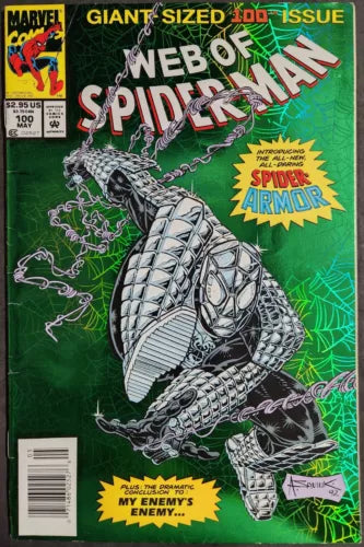 Web Of Spider-Man #100 NM Newsstand Marvel Comics 1993 Green Foil Cover