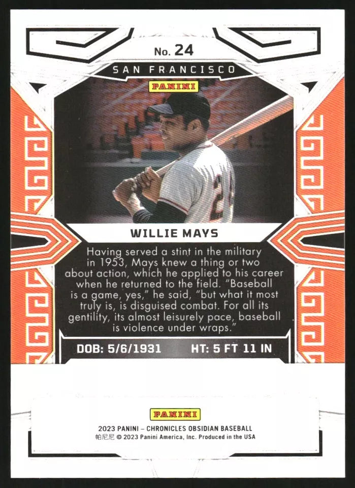 2023 Panini Chronicles Obsidian #24 Willie Mays