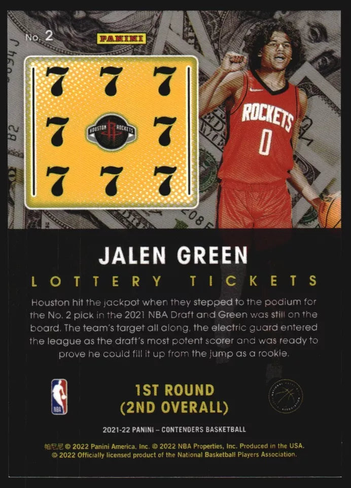 2021-22 Panini Contenders Lottery Ticket #2 Jalen Green