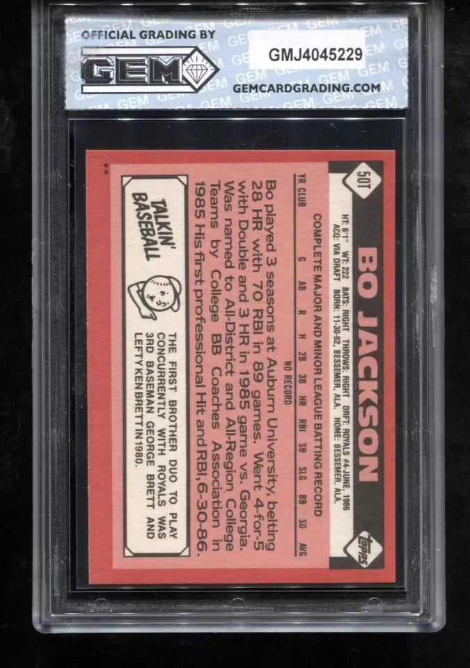 Bo Jackson RC 1986 Topps Traded #50T Rookie GEM MINT 10