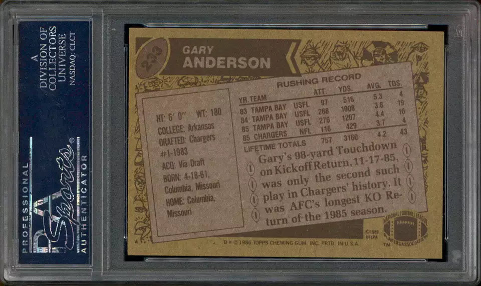 1986 Topps #233 Gary Anderson PSA 9