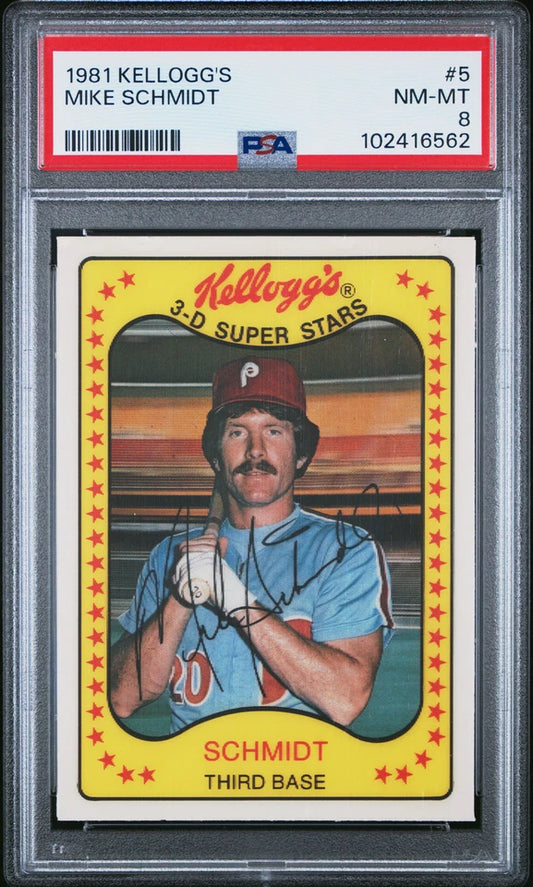 1981 KELLOGGS #5 MIKE SCHMIDT PSA 8 PHILADELPHIA PHILLIES HOF CARD