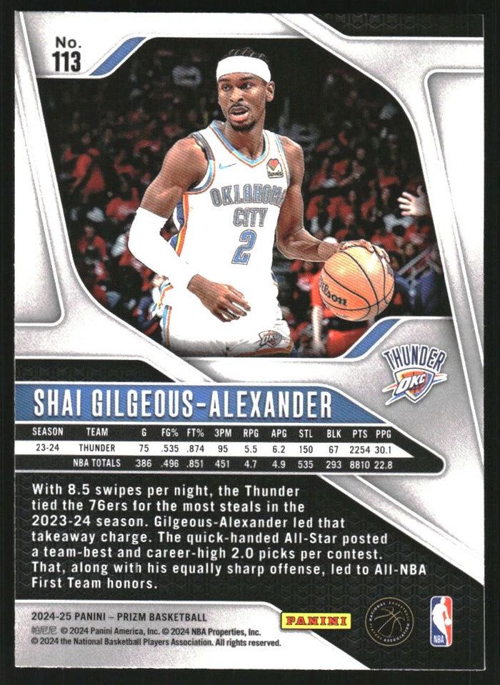 2024-25 Panini Prizm #113 Shai Gilgeous-Alexander