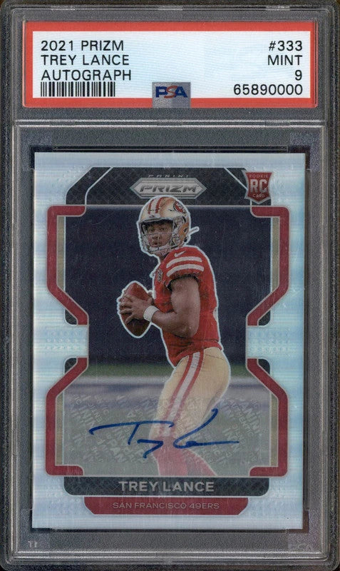 2021 Panini Prizm Rookie Autograph #333 Trey Lance RC Auto PSA 9