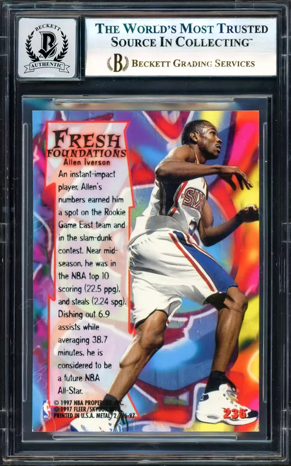 Allen Iverson Autographed 1996-97 Fleer Metal FF RC Gem 10 Auto Beckett