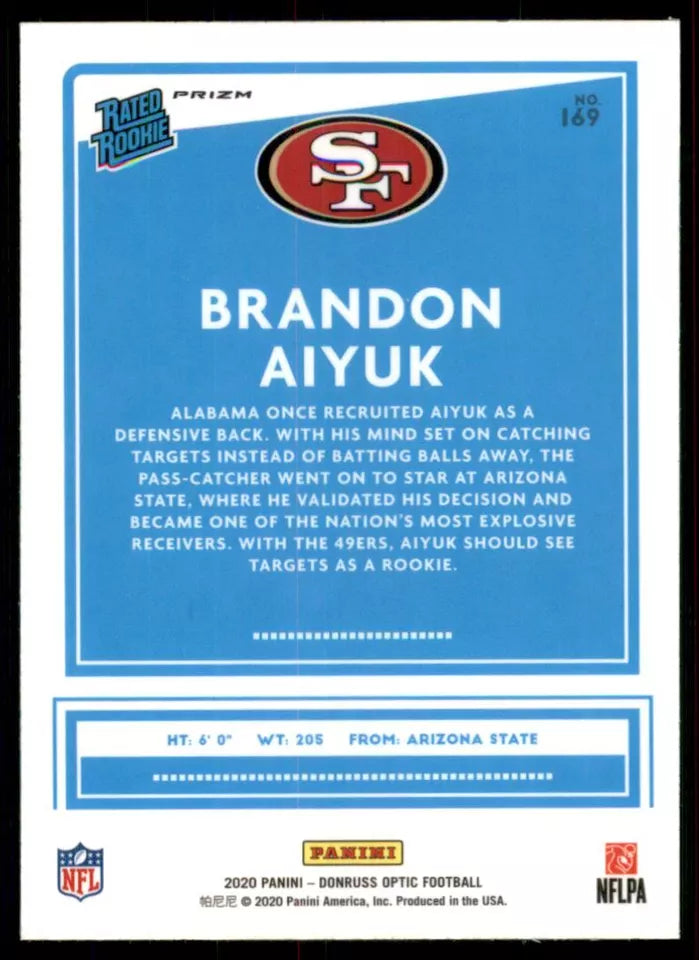 2020 Donruss Optic Blue Scope #169 Brandon Aiyuk RR