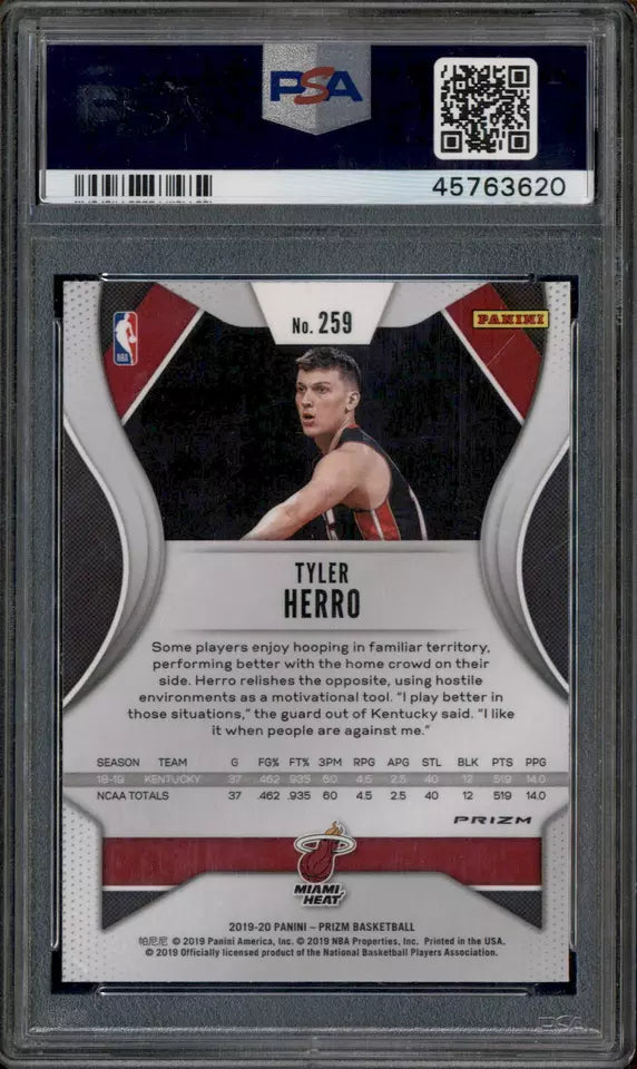 2019 Panini Prizm Orange Ice #259 Tyler Herro RC Rookie PSA 9