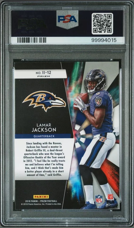 2018 Panini Prizm Instant Impact #II-12 Lamar Jackson Rookie PSA 10