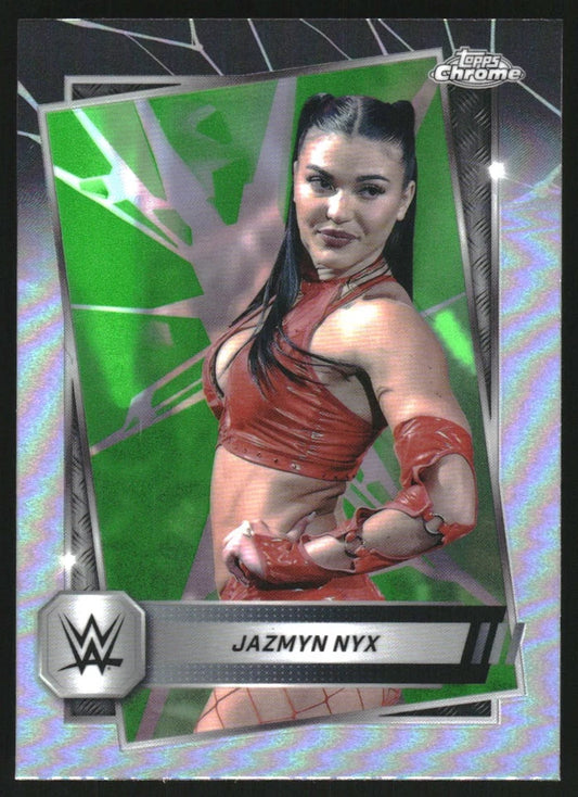 2025 Topps Chrome WWE Neon Green and Black Refractors #41 Jazmyn Nyx