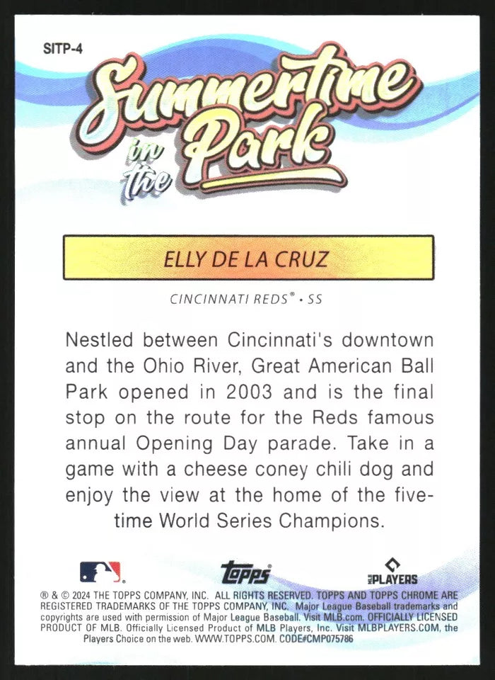 Baseball Card 2024 Topps Chrome Summertime in the Park #SITP4 Elly De La Cruz