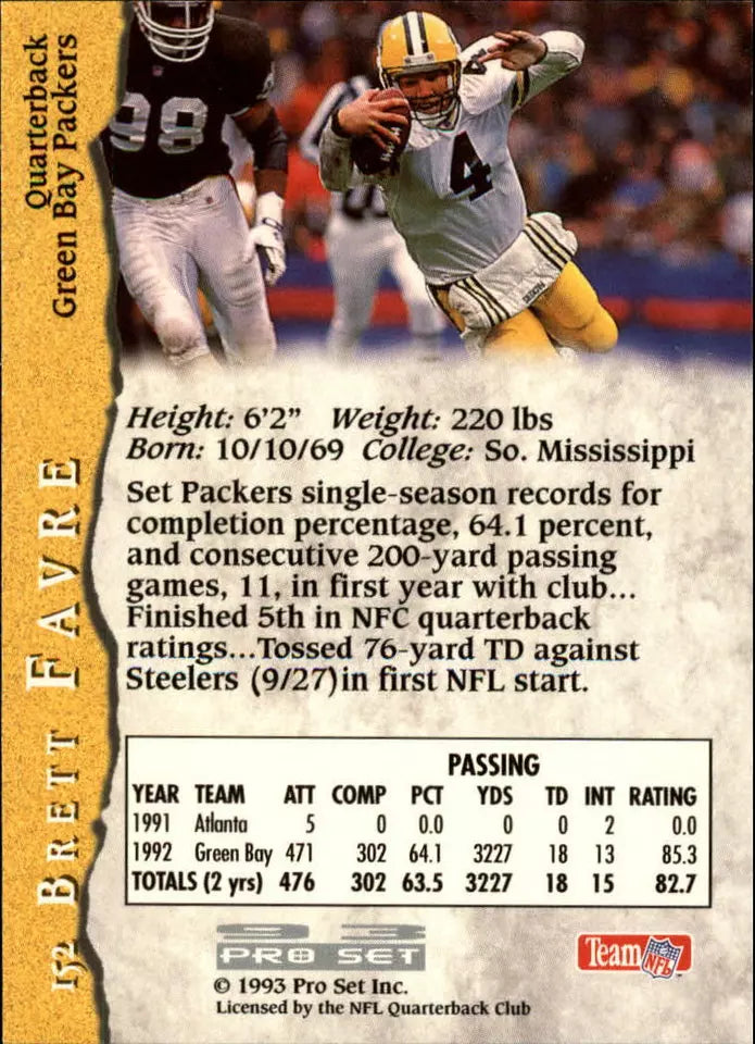 1993 Pro Set Football Card #152 Brett Favre