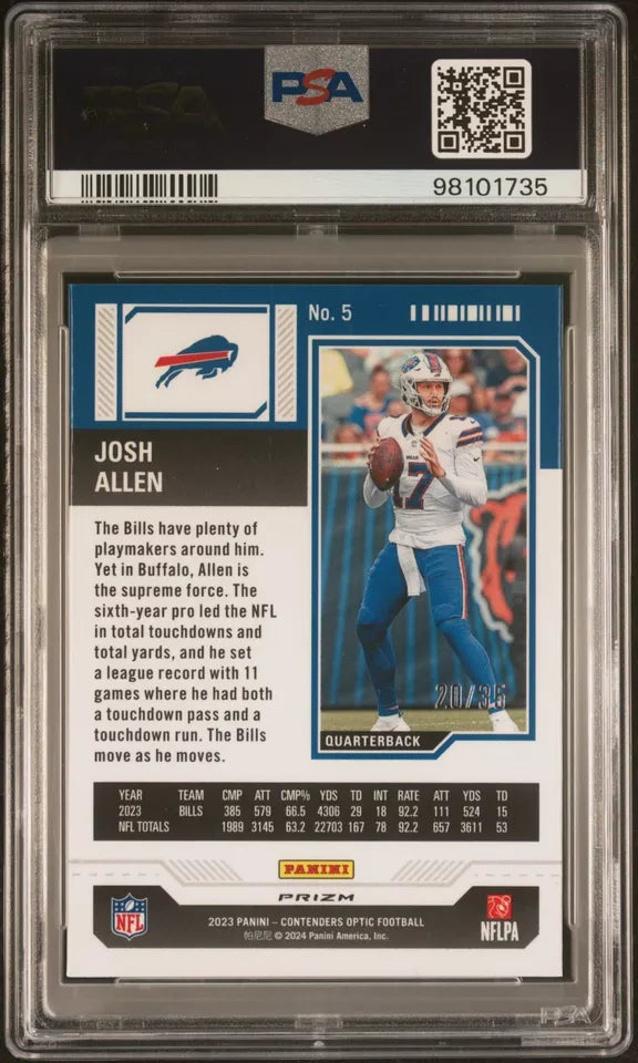 2023 Optic Contenders Josh Allen Green Pulsar /35 PSA 10