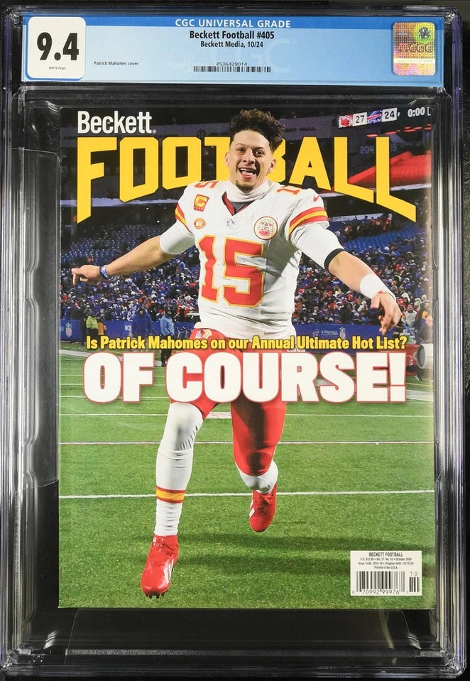 PATRICK MAHOMES BECKETT MAGAZINE COVER 2024 CGC 9.4