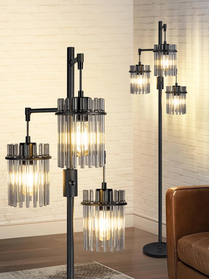 3 Elegant Teardrop Cage Floor Lamps for Living Room, Dimmable Glass Tree Standing -  BigGreenBear.com Lighting 89.34 USD Big Green Bear