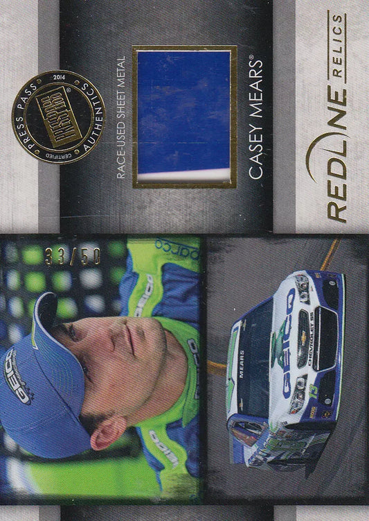 2014 Press Pass Redline Relics Gold Racing Card #RRCM Casey Mears/50