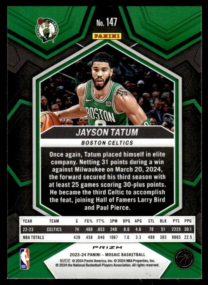 2023-24 Panini NBA Mosaic Green Color Match Jayson Tatum Boston Celtics #147