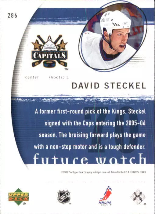 2005-06 SP Authentic Capitals Hockey Card #286 David Steckel Rookie